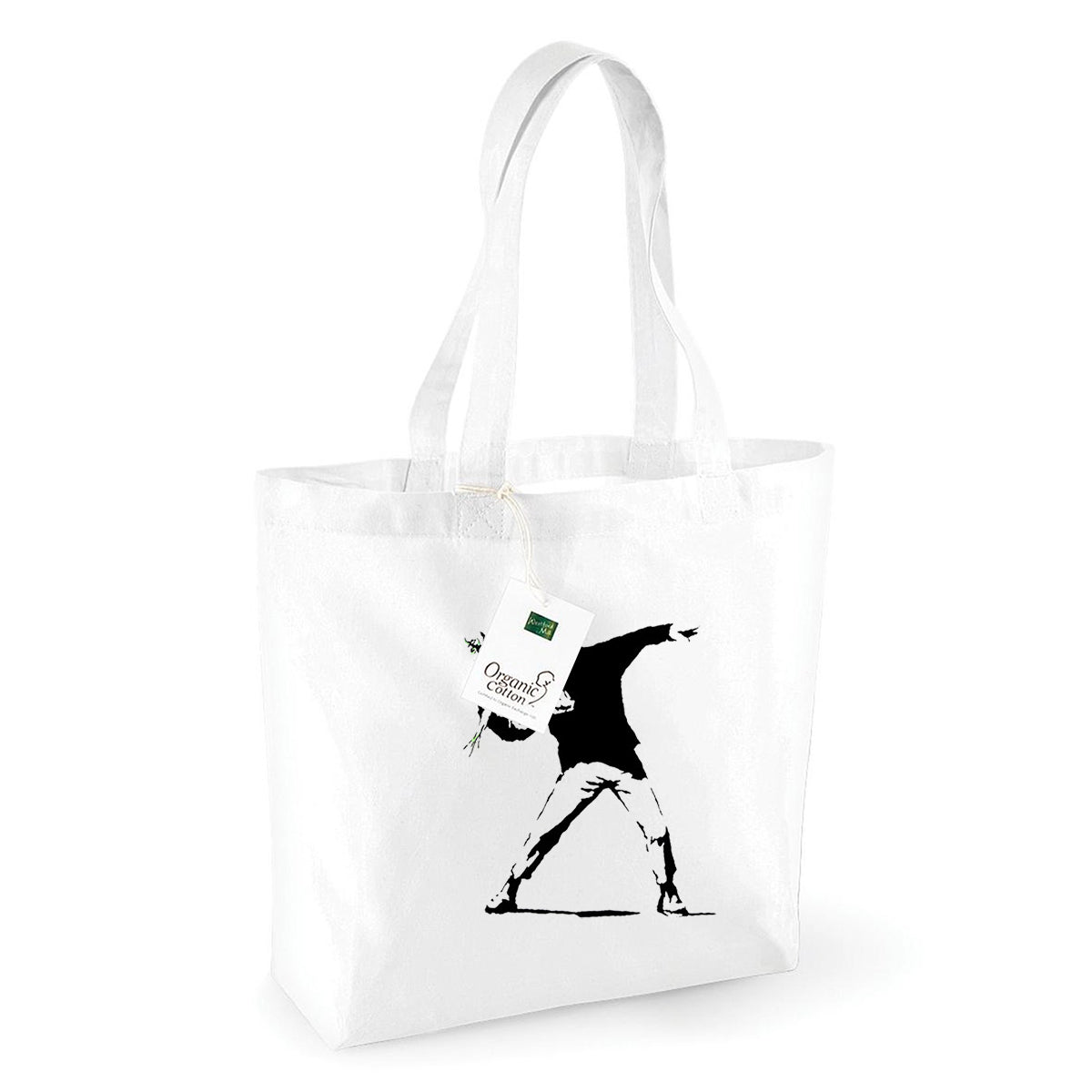 Banksy Flower Thrower Organic Shopping Bag