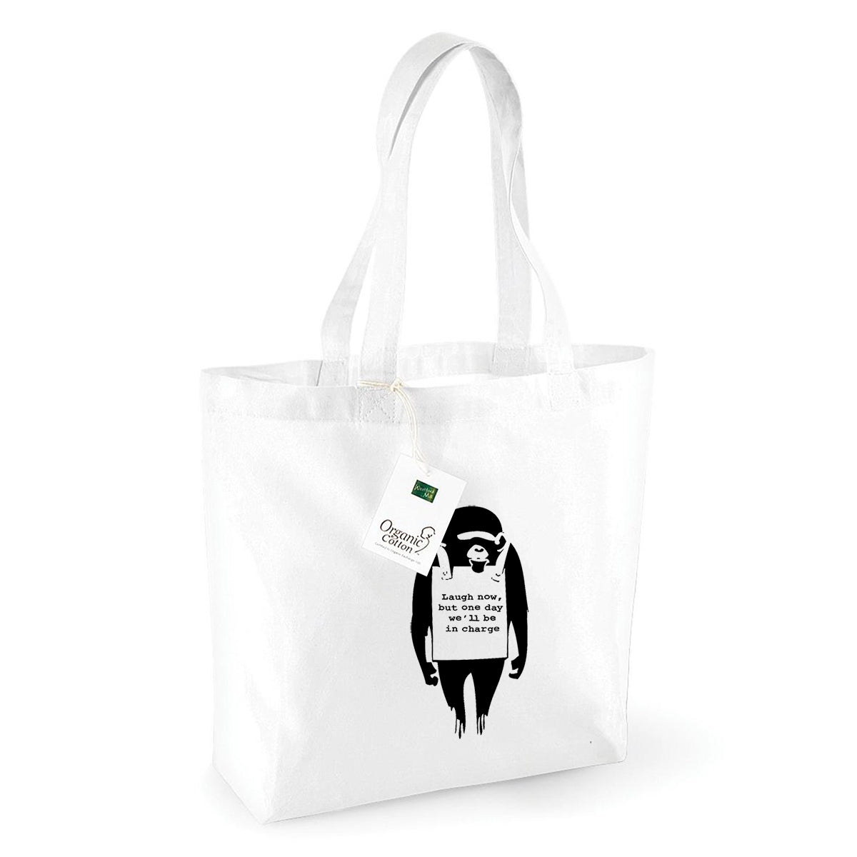 Banksy Laugh Now Monkey Organic Shopping Bag